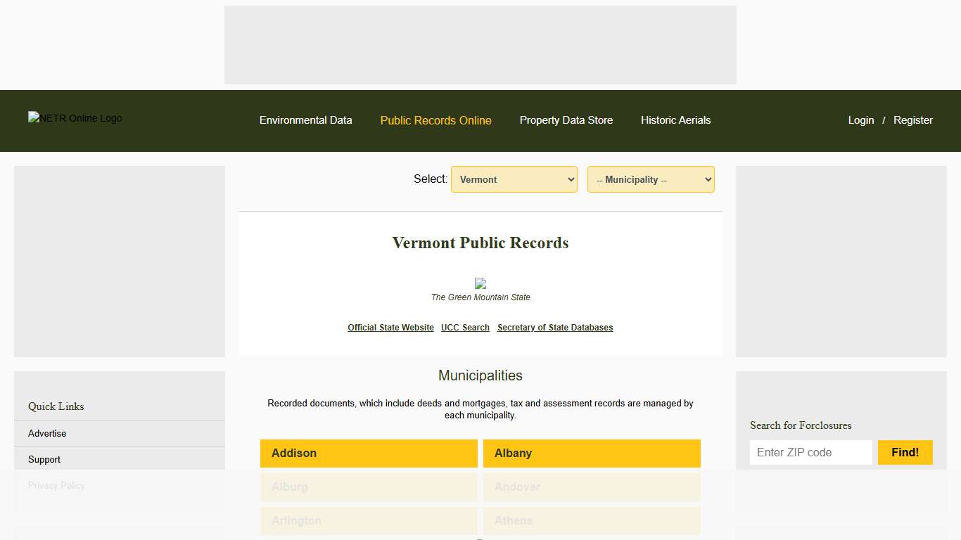 Vermont Public Records Online Directory